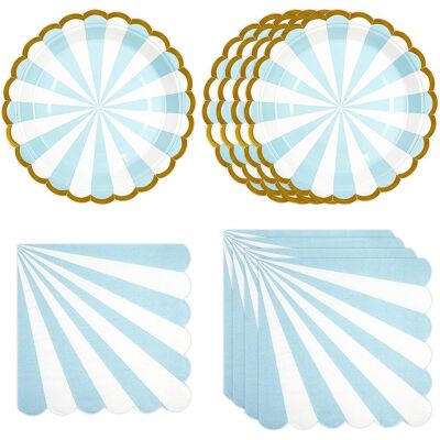 OEM Lot De 50 Vaisselle Jetable, Assiettes Carton Bleues, Serviettes Festonnées, 17,8 Cm, 33 Cm, Anniversaire, Fête - Publicité OEM Lot De 50 Vaisselle Jetable, Assiettes Carton Bleues, Serviettes Festonnées, 17,8 Cm, 33 Cm, Anniversaire, Fête - Publicité