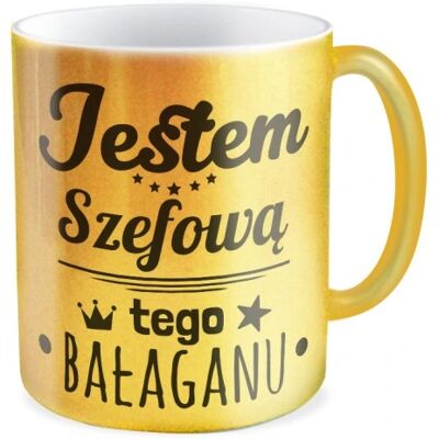 OEM Mug Doré En Cadeau. Je Suis Le Patron Dans Ce Bazar. Publicité OEM Mug Doré En Cadeau. Je Suis Le Patron Dans Ce Bazar. Publicité