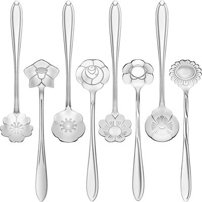 OEM Ensemble De 8 Cuillères À Café/thé À Motifs Floraux En Acier Inoxydable, Cuillère À Sucre, Cuillère À Thé, Cuillère À Mélanger, 8 Motifs Différents (colorés). Publicité OEM Ensemble De 8 Cuillères À Café/thé À Motifs Floraux En Acier Inoxydable, Cuillère À Sucre, Cuillère À Thé, Cuillère À Mélanger, 8 Motifs Différents (colorés). Publicité