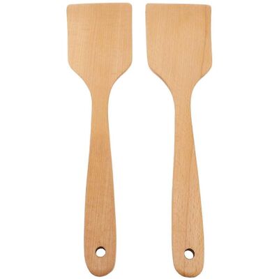 FLAMMKRAFT Lot De 2 Spatules En Bois De Hêtre, Manche Long, Larges Et Plates, Pour La Cuisine. Publicité FLAMMKRAFT Lot De 2 Spatules En Bois De Hêtre, Manche Long, Larges Et Plates, Pour La Cuisine. Publicité