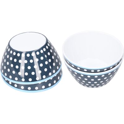 MCKENSA Ensemble De 4 Bols À Salade De 15 Cm (6 Po) En Porcelaine Imitation, À Pois Bleu Foncé. Publicité MCKENSA Ensemble De 4 Bols À Salade De 15 Cm (6 Po) En Porcelaine Imitation, À Pois Bleu Foncé. Publicité