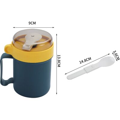 MCKENSA Tasse À Soupe Portable Et Stable En Plastique Bleu De 500 Ml Avec Couvercle Et Cuillère, Idéale Pour Le Bureau Et L'École. Publicité MCKENSA Tasse À Soupe Portable Et Stable En Plastique Bleu De 500 Ml Avec Couvercle Et Cuillère, Idéale Pour Le Bureau Et L'École. Publicité