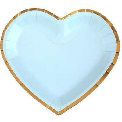 OEM 10 Assiettes Carton Cœur, Bord Or, 22,5 X 20 Cm, Bleu, Vaisselle Jetable Fête - Publicité OEM 10 Assiettes Carton Cœur, Bord Or, 22,5 X 20 Cm, Bleu, Vaisselle Jetable Fête - Publicité