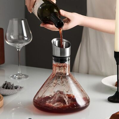 OEM Carafe À Vin Rouge Iceberg Avec Aérateur, Verre Cristal, 1500 Ml, Acier Inoxydable, Bec Verseur Anti-gouttes, Filtre Aérateur Intégré, Cadeau De Noël (transparent)-dou - Publicité OEM Carafe À Vin Rouge Iceberg Avec Aérateur, Verre Cristal, 1500 Ml, Acier Inoxydable, Bec Verseur Anti-gouttes, Filtre Aérateur Intégré, Cadeau De Noël (transparent)-dou - Publicité