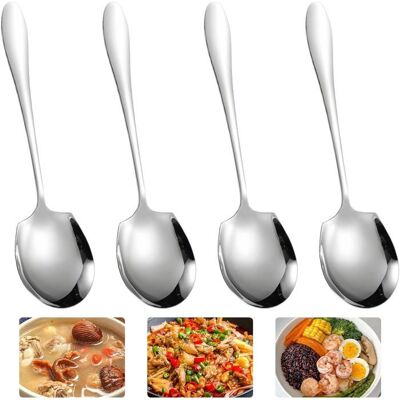 OEM 4 Cuillères À Soupe, Acier Inoxydable Long Manche, Résistantes Et Brillantes, Pour Service Buffet, Restauration Et Cuisine Familiale - Publicité OEM 4 Cuillères À Soupe, Acier Inoxydable Long Manche, Résistantes Et Brillantes, Pour Service Buffet, Restauration Et Cuisine Familiale - Publicité