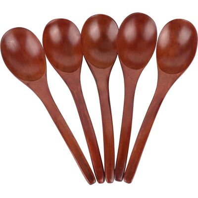 MCKENSA Lot De 5 Cuillères À Soupe En Bois Avec Manche Incurvé, Cuillère À Riz Multifonctionnelle Pour La Cuisine (couleur Peinte) - Publicité MCKENSA Lot De 5 Cuillères À Soupe En Bois Avec Manche Incurvé, Cuillère À Riz Multifonctionnelle Pour La Cuisine (couleur Peinte) - Publicité