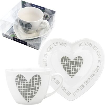 OEM Tasse Et Soucoupe Florina Hearts, 460 Ml - Publicité OEM Tasse Et Soucoupe Florina Hearts, 460 Ml - Publicité