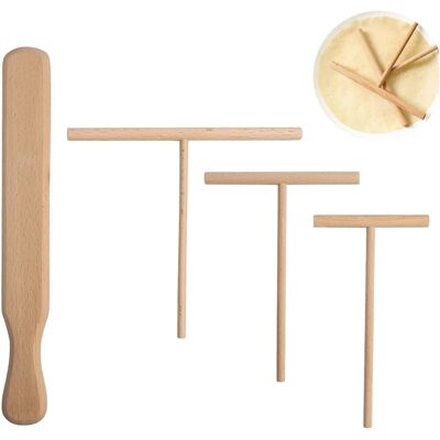 OEM Set De 4 Ustensiles À Crêpes, Bois Naturel, Spatule 30 Cm, Répartiteurs Multiples, Cuisine Maison - Publicité OEM Set De 4 Ustensiles À Crêpes, Bois Naturel, Spatule 30 Cm, Répartiteurs Multiples, Cuisine Maison - Publicité