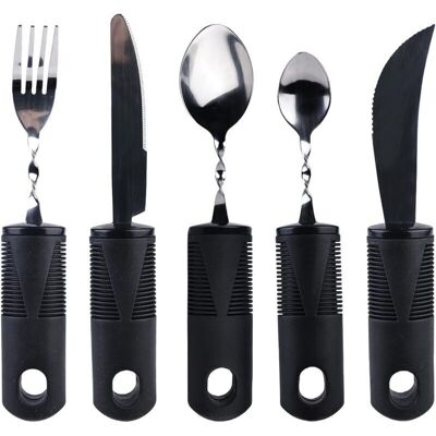 OEM 5pcs Couverts Parkinson, Ensemble De Couverts Pliables, Couverts Adaptatifs Set D'Ustensiles Couverts Pour Personnes Âgées Avec Poignée Épaisse, Pour Personnes Âgées, Handicapées, Arthrite - Publicité OEM 5pcs Couverts Parkinson, Ensemble De Couverts Pliables, Couverts Adaptatifs Set D'Ustensiles Couverts Pour Personnes Âgées Avec Poignée Épaisse, Pour Personnes Âgées, Handicapées, Arthrite - Publicité
