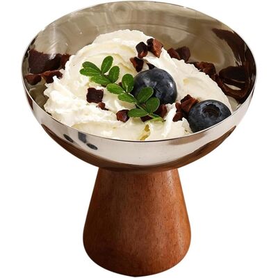 OEM Crème Glacée Et Dessert En Acier Inoxydable Avec Base En Bois - Diamètre 10 Cm, Hauteur 10 Cm, Design Élégant Pour Crème Glacée, Pudding, Fruits - Publicité OEM Crème Glacée Et Dessert En Acier Inoxydable Avec Base En Bois - Diamètre 10 Cm, Hauteur 10 Cm, Design Élégant Pour Crème Glacée, Pudding, Fruits - Publicité
