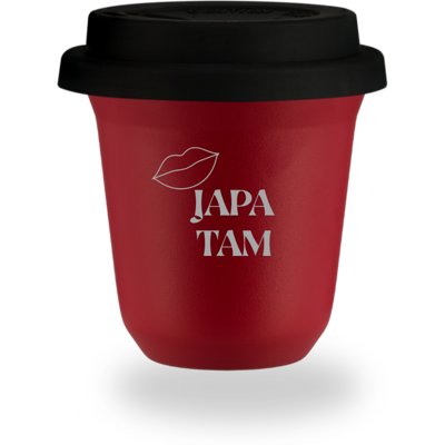 OEM Mug Rouge « Japa Tam » De 80 Ml Avec Couvercle Noir - Publicité OEM Mug Rouge « Japa Tam » De 80 Ml Avec Couvercle Noir - Publicité