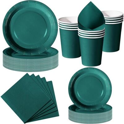 OEM 50 Pièces, Vaisselle Jetable Vert Foncé, Assiettes 23 Cm Et 18 Cm, Gobelets, Serviettes, Événements Festifs Et Professionnels - Publicité OEM 50 Pièces, Vaisselle Jetable Vert Foncé, Assiettes 23 Cm Et 18 Cm, Gobelets, Serviettes, Événements Festifs Et Professionnels - Publicité