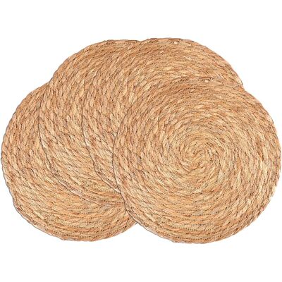GRASSLIN 4 Set De Table, Rond 30 Cm, Tressé Main, Pu Cao, Antidérapant, Cuisine Salle À Manger - Publicité GRASSLIN 4 Set De Table, Rond 30 Cm, Tressé Main, Pu Cao, Antidérapant, Cuisine Salle À Manger - Publicité