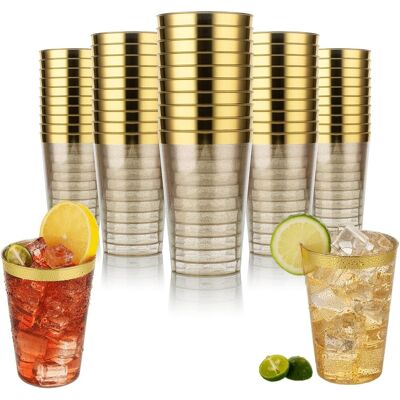 GRASSLIN 50 Gobelet, Bord Doré, 330 Ml, Sans Bpa, Lavable, Mariage, Anniversaire, Cocktail - Publicité GRASSLIN 50 Gobelet, Bord Doré, 330 Ml, Sans Bpa, Lavable, Mariage, Anniversaire, Cocktail - Publicité