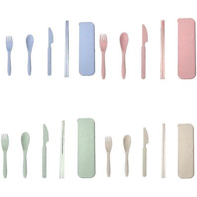 LAVVE Ensemble De Couverts De Voyage 20244 Avec Étui, Comprenant Cuillère, Coupe-fourchettes, Baguettes Et Baguettes Réutilisables En Paille De Blé, Écologiques Et Portables, Parfaits Pour Les Pique-niques - Publicité LAVVE Ensemble De Couverts De Voyage 20244 Avec Étui, Comprenant Cuillère, Coupe-fourchettes, Baguettes Et Baguettes Réutilisables En Paille De Blé, Écologiques Et Portables, Parfaits Pour Les Pique-niques - Publicité
