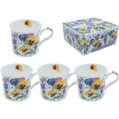 OEM Ensemble De 4 Tasses - Pensée (fbch) - Publicité OEM Ensemble De 4 Tasses - Pensée (fbch) - Publicité