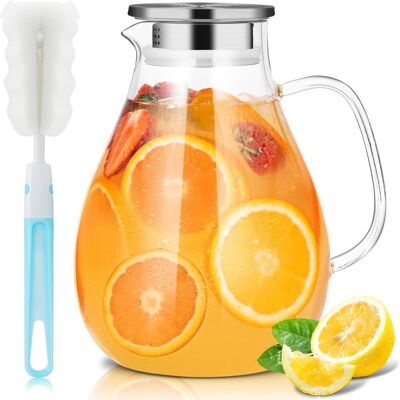 OEM 1 Carafe, Verre Borosilicate, Couvercle Acier Inoxydable, Anse Large, Réfrigérateur, Cuisine - Publicité OEM 1 Carafe, Verre Borosilicate, Couvercle Acier Inoxydable, Anse Large, Réfrigérateur, Cuisine - Publicité