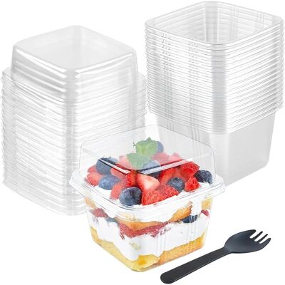 SANS MARQUE 50 Pièces Gobelets À Dessert En Plastique Avec Couvercles, 240ml Coupes À Dessert Carrées Coupe Apéritif Parfait Clair Bol De Service Réutilisable Avec Fourchettes Pour Pudding Mousse Party - Publicité SANS MARQUE 50 Pièces Gobelets À Dessert En Plastique Avec Couvercles, 240ml Coupes À Dessert Carrées Coupe Apéritif Parfait Clair Bol De Service Réutilisable Avec Fourchettes Pour Pudding Mousse Party - Publicité
