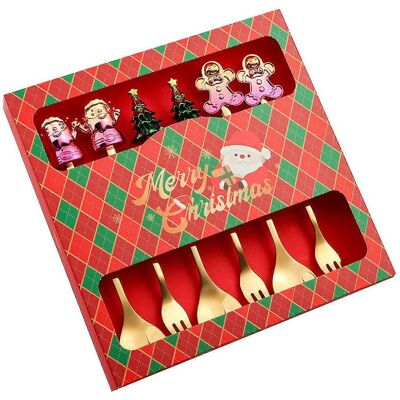 FLAMMKRAFT Ensemble De 6 Pièces Pour Noël : Cuillère Et Fourchette En Acier Inoxydable Au Design Mignon, Idéales Pour Le Thé, Le Café Et Les Fruits. Publicité FLAMMKRAFT Ensemble De 6 Pièces Pour Noël : Cuillère Et Fourchette En Acier Inoxydable Au Design Mignon, Idéales Pour Le Thé, Le Café Et Les Fruits. Publicité