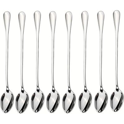 ALVIOR Cuillère À Thé Glacé - Cuillère À Cocktail - Cuillère À Café - En Acier Inoxydable - Long Manche - Pour Glace Et Boissons - Lot De 8 - Publicité ALVIOR Cuillère À Thé Glacé - Cuillère À Cocktail - Cuillère À Café - En Acier Inoxydable - Long Manche - Pour Glace Et Boissons - Lot De 8 - Publicité