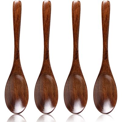 ALVIOR Cuillère En Bois - Cuillère À Soupe En Bois Naturel Pour Mélanger Café Thé Miel Soupe - Lot De 4 - Publicité ALVIOR Cuillère En Bois - Cuillère À Soupe En Bois Naturel Pour Mélanger Café Thé Miel Soupe - Lot De 4 - Publicité