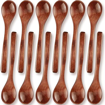 ALVIOR Petites Cuillères Bois - 12 Pieces - 13 Cm - Pour Miel Café Dessert - Ustensile Dégustation - Brun - Publicité ALVIOR Petites Cuillères Bois - 12 Pieces - 13 Cm - Pour Miel Café Dessert - Ustensile Dégustation - Brun - Publicité