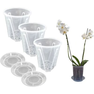 SCORPIO Lot De 3 Pots À Orchidées En Plastique Rigide Transparent Diamètre 16 Cm - Publicité SCORPIO Lot De 3 Pots À Orchidées En Plastique Rigide Transparent Diamètre 16 Cm - Publicité