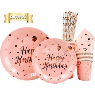 OEM 120 Pièces Vaisselle Jetable Or Rose, Assiettes Tasses Serviettes, Fête Anniversaire Enfants - Publicité OEM 120 Pièces Vaisselle Jetable Or Rose, Assiettes Tasses Serviettes, Fête Anniversaire Enfants - Publicité