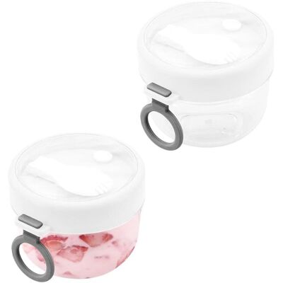 OEM Lot De 2 Pots À Flocons D'Avoine (600 Ml Chacun), Pots À Yaourt Étanches Avec Cuillère Et Couvercle - Crezuo - Publicité OEM Lot De 2 Pots À Flocons D'Avoine (600 Ml Chacun), Pots À Yaourt Étanches Avec Cuillère Et Couvercle - Crezuo - Publicité