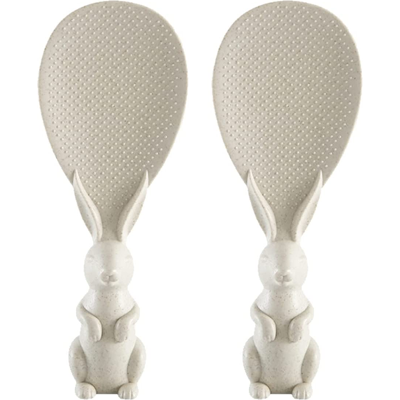 HERUSI Lot De 2 Cuillères À Riz En Paille De Blé En Forme De Lapin - Beige - Publicité HERUSI Lot De 2 Cuillères À Riz En Paille De Blé En Forme De Lapin - Beige - Publicité