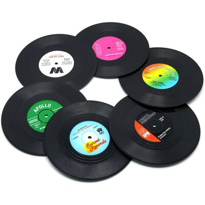 FOGSHIELD Lot De 6 Sous-verres En Forme De Disques Vinyle, Parfaits Pour Les Boissons - Protection De Table Pour Éviter D'Endommager Les Meubles. Publicité FOGSHIELD Lot De 6 Sous-verres En Forme De Disques Vinyle, Parfaits Pour Les Boissons - Protection De Table Pour Éviter D'Endommager Les Meubles. Publicité
