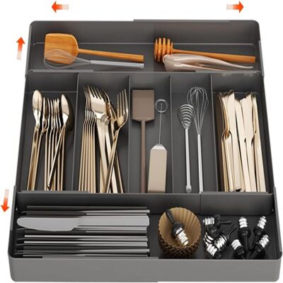 OEM Organisateur De Tiroir À Couverts, Organisateur De Tiroir De Cuisine, Organisateur De Couverts Télescopique Extensible À 4 Côtés Pour Argenterie, Couverts, Accessoires Ou Ustensiles, Noir - Publicité OEM Organisateur De Tiroir À Couverts, Organisateur De Tiroir De Cuisine, Organisateur De Couverts Télescopique Extensible À 4 Côtés Pour Argenterie, Couverts, Accessoires Ou Ustensiles, Noir - Publicité