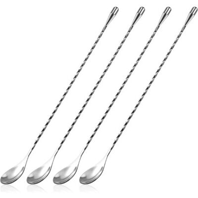 OEM Cuillères À Cocktail À Long Manche En Acier Inoxydable, Cuillères À Mélanger À Motif Spiralé, 30 Cm, Ensemble De 4 Pièces (argenté) - Crezuo - Publicité OEM Cuillères À Cocktail À Long Manche En Acier Inoxydable, Cuillères À Mélanger À Motif Spiralé, 30 Cm, Ensemble De 4 Pièces (argenté) - Crezuo - Publicité