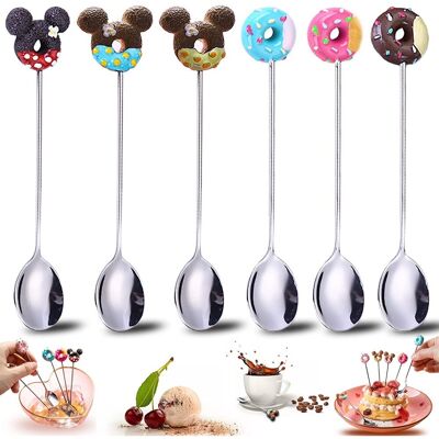 HERUSI Ensemble De 6 Cuillères En Acier Inoxydable, Comprenant Une Cuillère À Long Drink Et Des Cuillères À Dessert Idéal Pour Le Café, La Crème Glacée Et Les Gâteaux. Publicité HERUSI Ensemble De 6 Cuillères En Acier Inoxydable, Comprenant Une Cuillère À Long Drink Et Des Cuillères À Dessert Idéal Pour Le Café, La Crème Glacée Et Les Gâteaux. Publicité