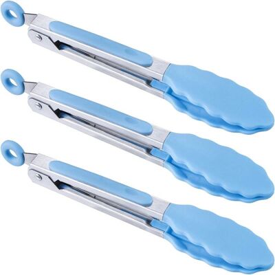 OEM 3 Pinces De Cuisine En Acier Inoxydable, Manche Silicone Antidérapant, 21 Cm, Couleur Bleue, Pour Usage Culinaire Quotidien - Publicité OEM 3 Pinces De Cuisine En Acier Inoxydable, Manche Silicone Antidérapant, 21 Cm, Couleur Bleue, Pour Usage Culinaire Quotidien - Publicité