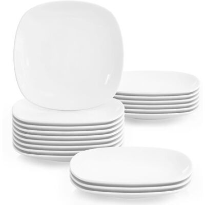 OEM 18 Pièces Service Assiettes Porcelaine, Plat Carré 19x19x2 Cm, Dessert Blanc, Pour Table Élégante Et Quotidienne - Publicité OEM 18 Pièces Service Assiettes Porcelaine, Plat Carré 19x19x2 Cm, Dessert Blanc, Pour Table Élégante Et Quotidienne - Publicité