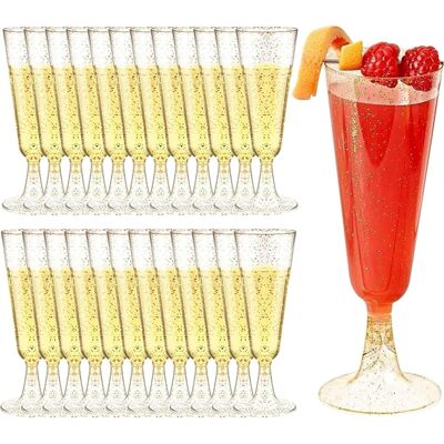OEM Lot De 25 Flûtes À Champagne En Plastique - Réutilisables - Pour Jardin, Anniversaire De Mariage, Douche - Publicité OEM Lot De 25 Flûtes À Champagne En Plastique - Réutilisables - Pour Jardin, Anniversaire De Mariage, Douche - Publicité