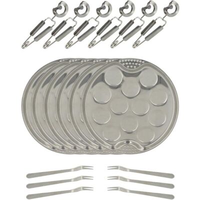 PROSHEVE Service De Couverts Escargots - 18 Pièces - 6 Assiettes (19 Cm De Diamètre), Chaque Assiette Pouvant Contenir 12 Escargots + 6 Pinces + 6 Fourchettes Escargots - Publicité PROSHEVE Service De Couverts Escargots - 18 Pièces - 6 Assiettes (19 Cm De Diamètre), Chaque Assiette Pouvant Contenir 12 Escargots + 6 Pinces + 6 Fourchettes Escargots - Publicité
