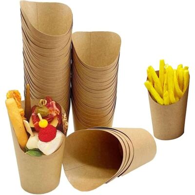 OEM 40 Pièces Gobelets Frites En Papier Kraft, 16 Oz, Résistants À L'Huile Et Étanches, Pour Fêtes, Emporter Ou Stands Alimentaires - Publicité OEM 40 Pièces Gobelets Frites En Papier Kraft, 16 Oz, Résistants À L'Huile Et Étanches, Pour Fêtes, Emporter Ou Stands Alimentaires - Publicité