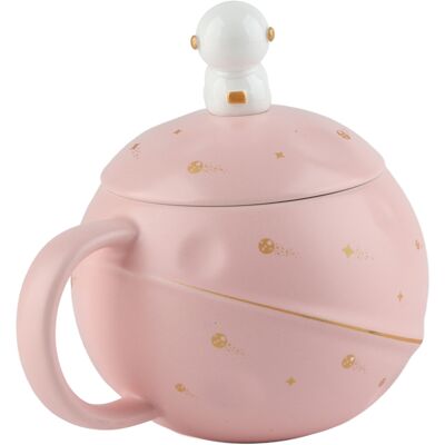 HEAT Mug Astronaute Fantaisie Mignon De 400 Ml Avec Poignée Ergonomique, En Céramique, Couvercle Et Cuillère Inclus, Rose - Publicité HEAT Mug Astronaute Fantaisie Mignon De 400 Ml Avec Poignée Ergonomique, En Céramique, Couvercle Et Cuillère Inclus, Rose - Publicité