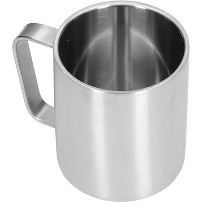 MCKENSA Tasse À Café En Acier Inoxydable De 300 Ml, Double Paroi, Design Ergonomique Texturé, Avec Anse. Publicité MCKENSA Tasse À Café En Acier Inoxydable De 300 Ml, Double Paroi, Design Ergonomique Texturé, Avec Anse. Publicité