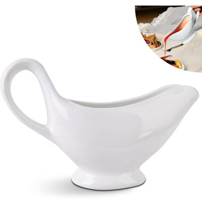 IRISFR Saucière En Porcelaine 310 Ml - Pot À Sauce Avec Anse, Récipient Pour Vinaigrette, Crème, Bouillon De Lait - Design Élégant, Grande Poignée - Publicité IRISFR Saucière En Porcelaine 310 Ml - Pot À Sauce Avec Anse, Récipient Pour Vinaigrette, Crème, Bouillon De Lait - Design Élégant, Grande Poignée - Publicité