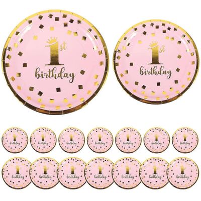LISATR 16 Assiettes En Carton Jetables Pour Baby Shower Et Premier Anniversaire-18x18x0.8cm-pink - Publicité LISATR 16 Assiettes En Carton Jetables Pour Baby Shower Et Premier Anniversaire-18x18x0.8cm-pink - Publicité