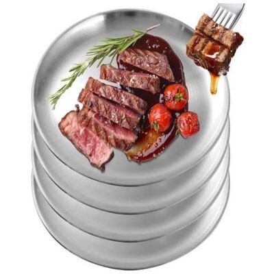 OEM 4 Pièces Assiette Ronde En Acier Inoxydable, Ø23 Cm, Plateau De Service Résistant, Assiette Camping Multi-usage, Pour Extérieur Et Intérieur - Publicité OEM 4 Pièces Assiette Ronde En Acier Inoxydable, Ø23 Cm, Plateau De Service Résistant, Assiette Camping Multi-usage, Pour Extérieur Et Intérieur - Publicité