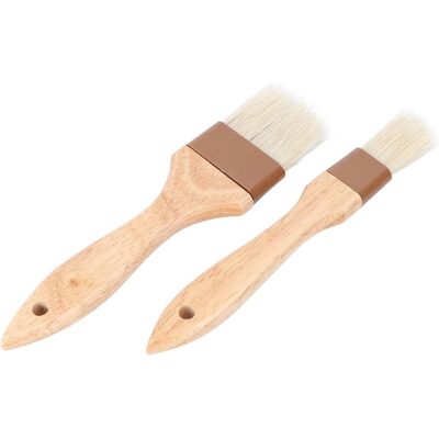 SLOWMOOSE Lot 2 Pinceaux À Badigeonner Pour La Cuisson Et Le Barbecue, En Poils De Porc Résistant Chaleur, Manche En Caoutchouc Et Bois De Hêtre - Publicité SLOWMOOSE Lot 2 Pinceaux À Badigeonner Pour La Cuisson Et Le Barbecue, En Poils De Porc Résistant Chaleur, Manche En Caoutchouc Et Bois De Hêtre - Publicité