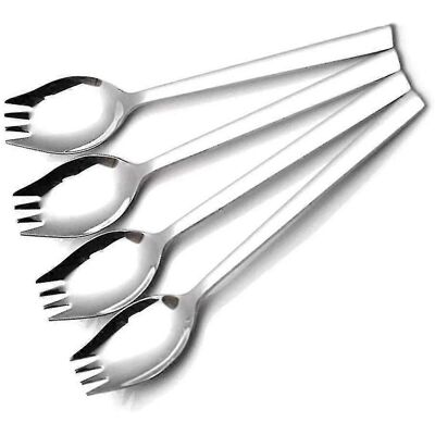 LISATR Ensemble De 4 Cuillères-fourchettes En Acier Inoxydable Pour Spaghetti, Salade Et Dessert - Publicité LISATR Ensemble De 4 Cuillères-fourchettes En Acier Inoxydable Pour Spaghetti, Salade Et Dessert - Publicité