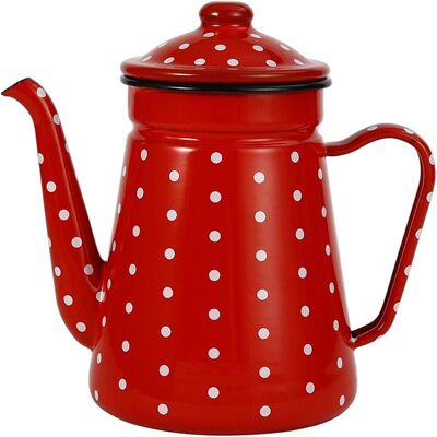 OEM 1 Pichet En Émail 1,2l Rouge Et Blanc, Fond Résistant, Pour Gaz Et Induction, Thé Et Café - Publicité OEM 1 Pichet En Émail 1,2l Rouge Et Blanc, Fond Résistant, Pour Gaz Et Induction, Thé Et Café - Publicité