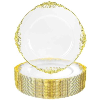 OEM Assiettes Jetables En Plastique Transparent 20 Cm – Lot De 10 Avec Bordure Baroque Dorée Pour Fêtes Et Événements - Publicité OEM Assiettes Jetables En Plastique Transparent 20 Cm – Lot De 10 Avec Bordure Baroque Dorée Pour Fêtes Et Événements - Publicité