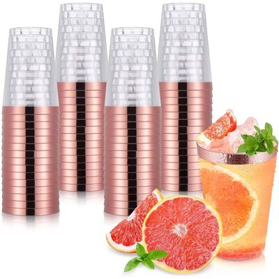 GRASSLIN 60 Verres Plastique Bord Or Rose, Gobelet Réutilisable 360ml, Tasse Fête Mariage Cocktail - Publicité GRASSLIN 60 Verres Plastique Bord Or Rose, Gobelet Réutilisable 360ml, Tasse Fête Mariage Cocktail - Publicité