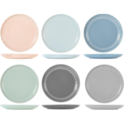 6 X Assiettes Plates Assorties Loft - Porcelaine - 27cm - H&h - Publicité 6 X Assiettes Plates Assorties Loft - Porcelaine - 27cm - H&h - Publicité